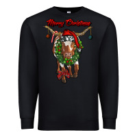 Black merry christmas longhorn cow Premium Sweatshirt - RanaPortraitStore