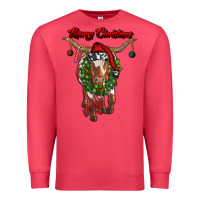 Cardinal merry christmas longhorn cow Premium Sweatshirt - RanaPortraitStore