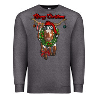 Charcoal Heather merry christmas longhorn cow Premium Sweatshirt - RanaPortraitStore