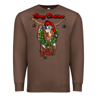 Chestnut merry christmas longhorn cow Premium Sweatshirt - RanaPortraitStore