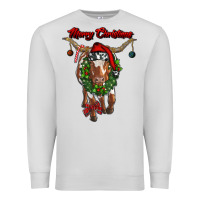 Dove Grey merry christmas longhorn cow Premium Sweatshirt - RanaPortraitStore