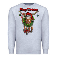 Heather Grey merry christmas longhorn cow Premium Sweatshirt - RanaPortraitStore