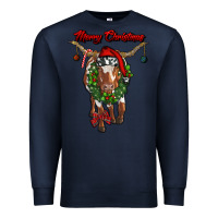 Navy merry christmas longhorn cow Premium Sweatshirt - RanaPortraitStore