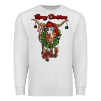 Oatmeal Heather merry christmas longhorn cow Premium Sweatshirt - RanaPortraitStore