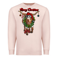 Pale Pink merry christmas longhorn cow Premium Sweatshirt - RanaPortraitStore
