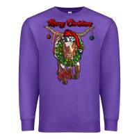 Purple merry christmas longhorn cow Premium Sweatshirt - RanaPortraitStore