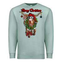 Seafoam merry christmas longhorn cow Premium Sweatshirt - RanaPortraitStore