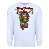 White merry christmas longhorn cow Premium Sweatshirt - RanaPortraitStore