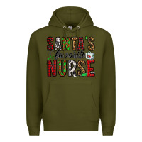 Army Green santa's favorite nurse Premium Hoodie - Jasminsmagicworld