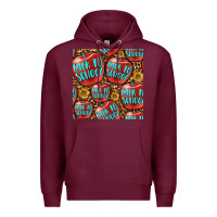 Burgundy back to school with apple seamless pattern Premium Hoodie - BundleAndBundleShop