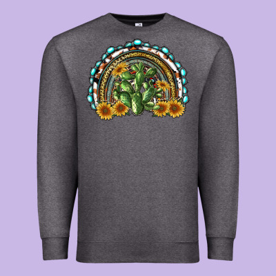 Western Rainbow With Cactus Premium Sweatshirt Designed By Ranaportraitstore