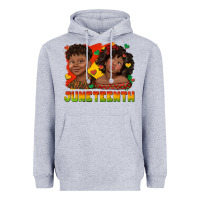 Heather Grey juneteenth with afro black kids Heavyweight Hoodie - texasbilliewilder