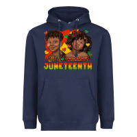 Navy juneteenth with afro black kids Heavyweight Hoodie - texasbilliewilder