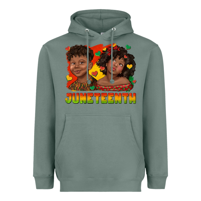 Juneteenth With Afro Black Kids Heavyweight Hoodie by texasbilliewilder | Teevron