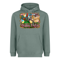 Sage happy easter rooster chicken and chick Heavyweight Hoodie - RanaPortraitStore