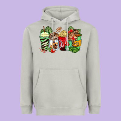 Tiger Coffee Cups Heavyweight Hoodie Designed By Zillion Design Studio