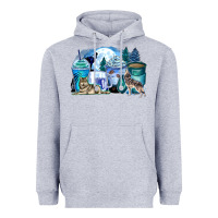 Heather Grey wolf coffee cups Heavyweight Hoodie - Zillion Design Studio