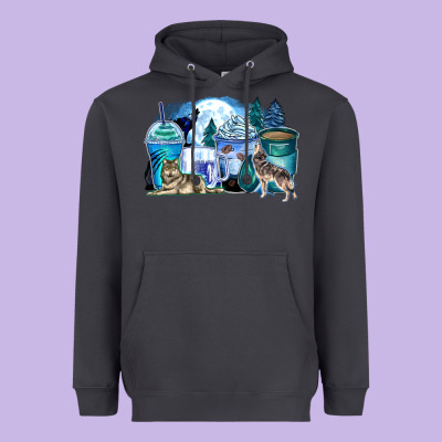 Wolf Coffee Cups Heavyweight Hoodie Designed By Zillion Design Studio