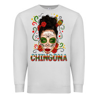 Dove Grey Mexicana Skull Girl Messy Bun Premium Sweatshirt - texasbilliewilder