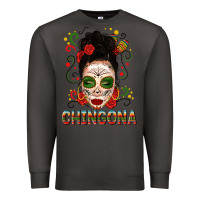 Smoke Mexicana Skull Girl Messy Bun Premium Sweatshirt - texasbilliewilder