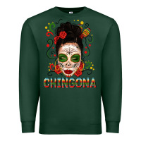 Sports Green Mexicana Skull Girl Messy Bun Premium Sweatshirt - texasbilliewilder