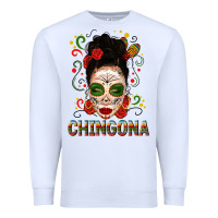 White Mexicana Skull Girl Messy Bun Premium Sweatshirt - texasbilliewilder