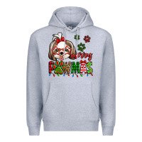 Heather Grey merry pawmas christmas shih tzu Premium Hoodie - Jasminsmagicworld