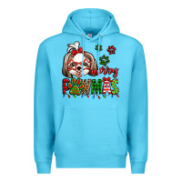 Ocean Blue merry pawmas christmas shih tzu Premium Hoodie - Jasminsmagicworld