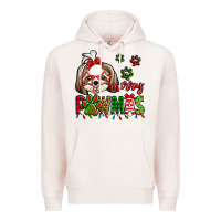 Pale Pink merry pawmas christmas shih tzu Premium Hoodie - Jasminsmagicworld