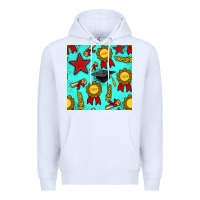 White graduation seamless pattern Premium Hoodie - BundleAndBundleShop
