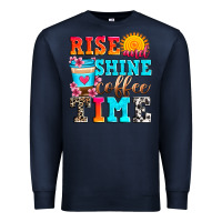 Navy rise and shine coffee time Premium Sweatshirt - Zillion Design Studio