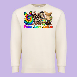Peace Love  Coffee Premium Sweatshirt Designed By Zillion Design Studio