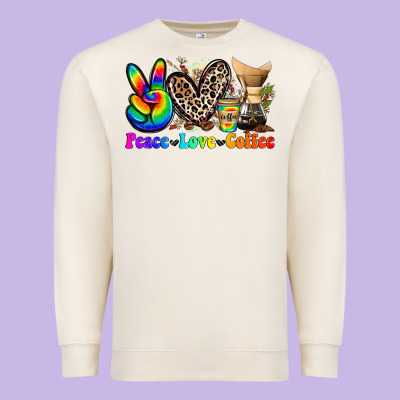 Peace Love  Coffee Premium Sweatshirt Designed By Zillion Design Studio