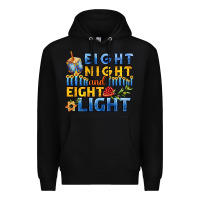 Black eight night and eight light for hanukkah Premium Hoodie - AdoDesignShop