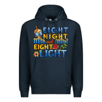 Navy eight night and eight light for hanukkah Premium Hoodie - AdoDesignShop