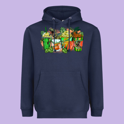 T Rex Coffee Cups Heavyweight Hoodie Designed By Zillion Design Studio