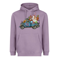Lavender Happy Easter Truck with Bunny Eggs And Carrot Heavyweight Hoodie - RanaPortraitStore