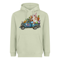 Matcha Happy Easter Truck with Bunny Eggs And Carrot Heavyweight Hoodie - RanaPortraitStore