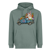 Sage Happy Easter Truck with Bunny Eggs And Carrot Heavyweight Hoodie - RanaPortraitStore