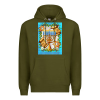 Army Green candlestick with parchment Premium Hoodie - AdoDesignShop