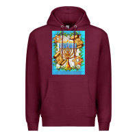 Burgundy candlestick with parchment Premium Hoodie - AdoDesignShop