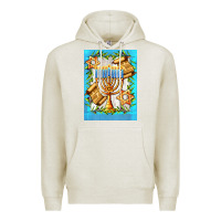 Oatmeal Heather candlestick with parchment Premium Hoodie - AdoDesignShop