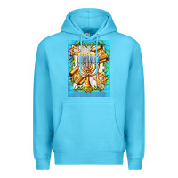 Ocean Blue candlestick with parchment Premium Hoodie - AdoDesignShop