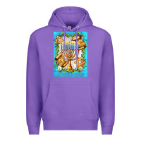 Purple candlestick with parchment Premium Hoodie - AdoDesignShop