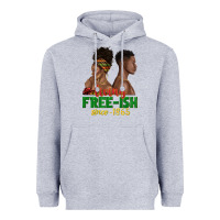 Heather Grey living free ish since 1865 with afro black woman a Heavyweight Hoodie - texasbilliewilder