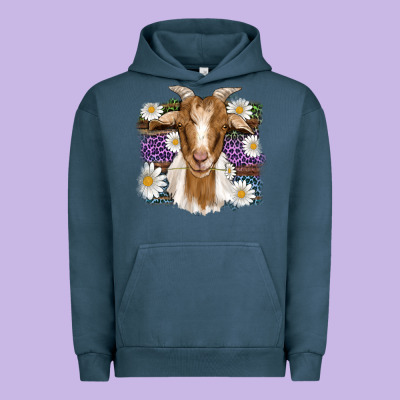 Easter Goat Daisys Leopard Wooden Urban Hoodie Designed By Artiststas