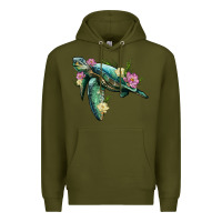 Army Green sea turtle with lotus Premium Hoodie - Artiststas