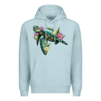 Blue Mist sea turtle with lotus Premium Hoodie - Artiststas