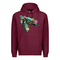 Burgundy sea turtle with lotus Premium Hoodie - Artiststas
