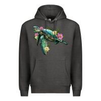 Charcoal Heather sea turtle with lotus Premium Hoodie - Artiststas